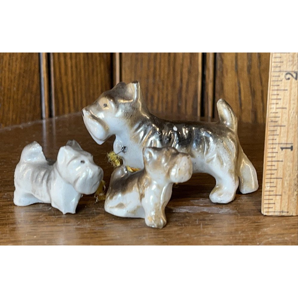 (Qty 3) Vintage Scottish Terrier Dog Japan Figurine Figure Ceramic Porcelain Lot
